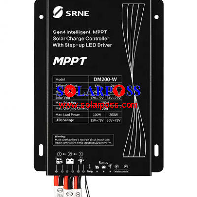 SRNE SR- DM200 All-in-one MPPT Solar Charge Controller with Step-up LED Driver Automatic 200W Output Solar Street Light Charge Controller